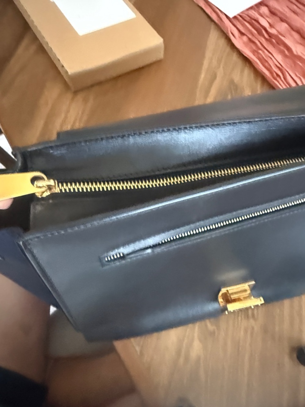 Céline Trapeze Shoulder Bag in Taupe, Navy Blue, and Black - Picture 10 of 14